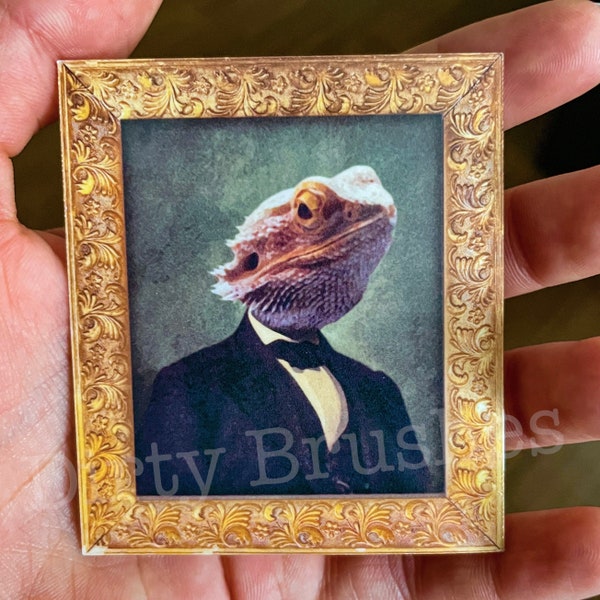 Bearded Dragon Tuxedo portrait frame sticker / decal vinyl waterproof tank decor