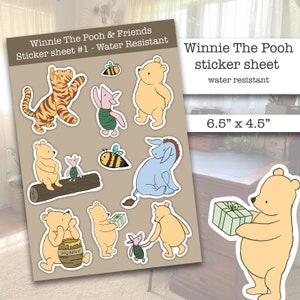 Winnie Puuh LG Sticker Bogen - Planer/Journal/Schreibtisch/Party Favor Wasserabweisend oder wasserfest - 10 Sticker