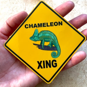 Chameleon Crossing ( XING ) sign  - vinyl waterproof sticker / decal (personalization available)