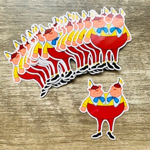 Conjoined Tweedle Dee & tweedle Dum  / Alice in wonderland vinyl waterproof sticker / decal