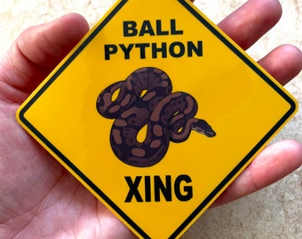 Ball Python Crossing ( XING ) sign  - vinyl waterproof sticker / decal (personalization available)