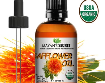 USDA Certigfied Organic Safflower Seed Oil High in Vitamin E and omega-6 fatty acids for anti-aging skin