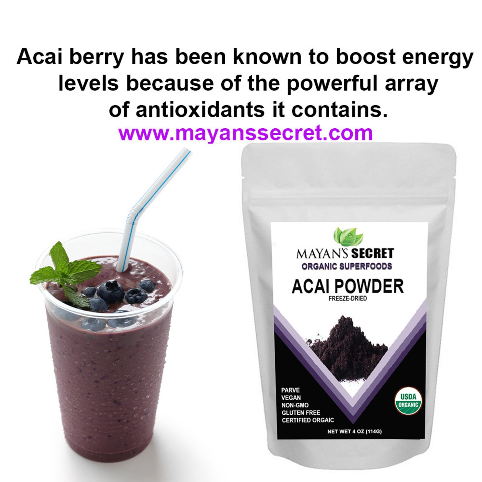 Organic Acai Powder Freeze Dried Antioxidant Etsy