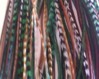 6"-12" Green, Brown & Grizzly Remix 5 Feathers