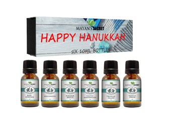 Premium Grade Fragrance Oil- Happy Hanukkah- Gift Set 6/10ml for Diffuser, Body oil, Skin & Hair, Massage, Baby Powder, Beachwood