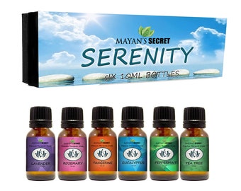 Premium Grade Essential Oils-Serenity- Gift Set 6/10ml Pure Essential Oils for Diffuser, Humidifier, Massage, Aromatherapy, Skin & Hair Care