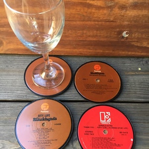 Vinyl Record Costers, Set of 4: Music - Art - Blackbyrds - Drinks - Housewarming - Birthday - Christmas