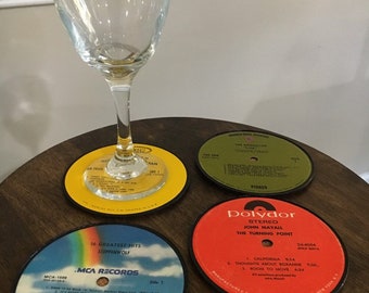 Vinyl Record Coasters, Set of 4: Music - Art - Collectible - Repurposed - Oldies - Drinks - Housewarming - Christmas - Birthday