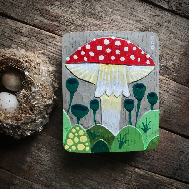 MUSHROOM and LICHENS, Relief in wood oak image 1