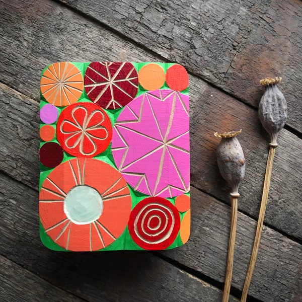 FLOWER MEADOW, Wood Relief in oak