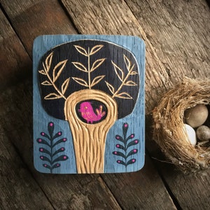 BIRD TREE, Relief in wood oak