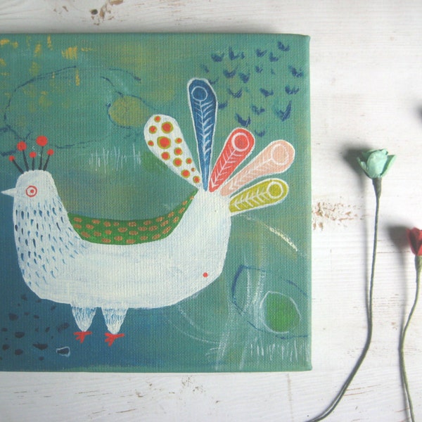 ORIGINAL BIRD PAINTING on canvas