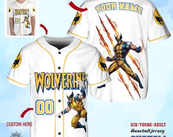Custom Wolverine Baseball Jersey – Personalized X-Men Superhero Shirt for Kids & Adults