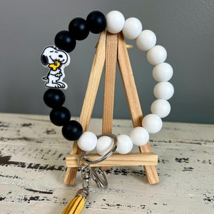 White Dog with Yellow Bird Wristlet, Keychain, Snoopy, Peanuts, Woodstock