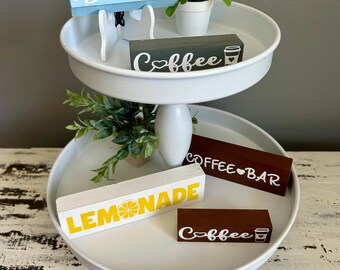 Coffee Tea wooden sign tier tray decor Farmhouse tier tray Coffee Tea time sign coffee wood block Coffee bar Lemonade Beach Home Sweet Home