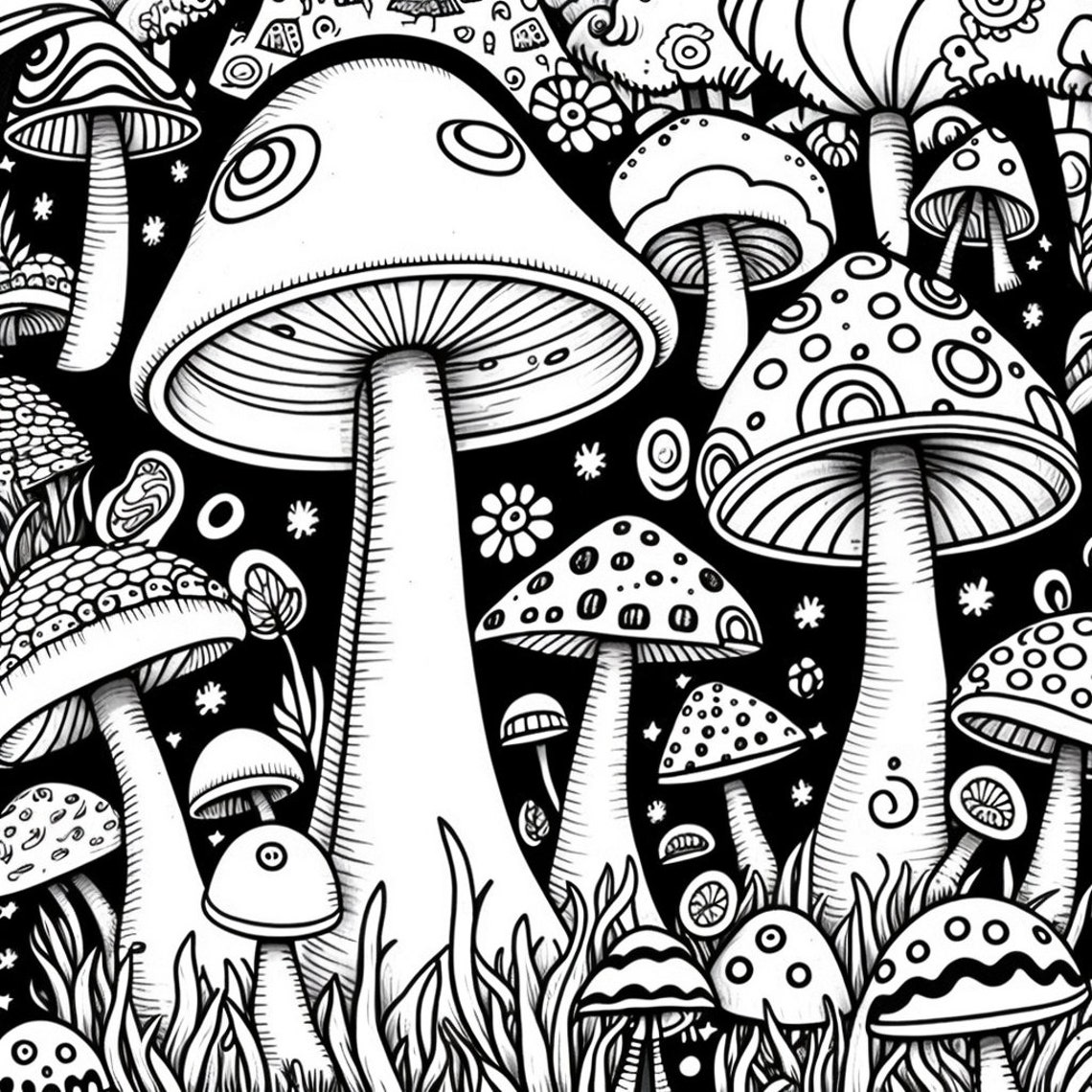 Mushroom Coloring Page - Etsy