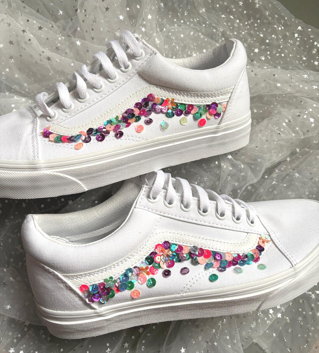 Rainbow Wedding Shoes, Irredescent Wedding Sneakers, Beaded Converse ...