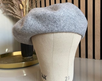 Woolmark Grey Wool Beret: French Style Winter Hat