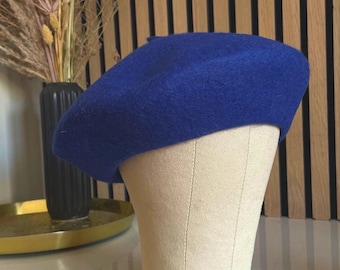 Blue Beret, 100% Wool, French Beret, Dark Blue Hat, Pastel  display picture 3