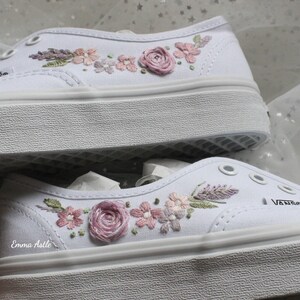 Hand Embroidered Daisy Wedding Shoes: Custom Bridal Converse or Vans