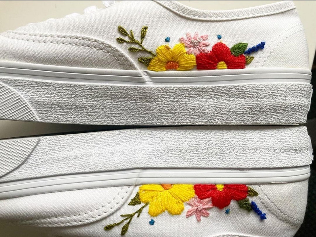 Bright Floral Wedding Shoes, Colour Custom Sneaker, Hand 