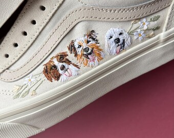 Hand Embroidered Pet Portrait Vans, Custom Wedding Shoes