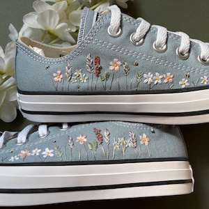 Embroidered Bridal Converse Shoes: Wildflower Wedding Sneakers