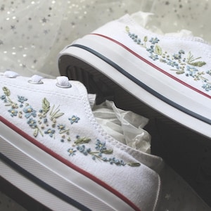 Something Blue Wedding Sneakers: Embroidered Bridal Canvas Shoes