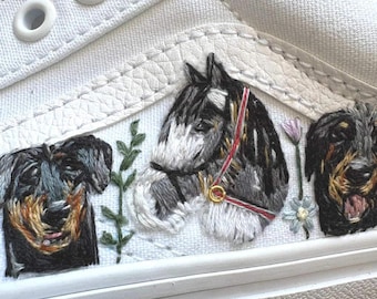 Custom HORSE Portrait Wedding Vans – Hand‑Embroidered Bridal Shoes for Dogs, Horses & All Pets
