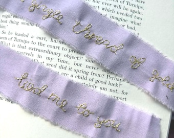 Cinta de lino bordada a mano para ramos de flores – Envoltura floral personalizada para bodas (más de 20 colores), cinta para ceremonia de unión de manos