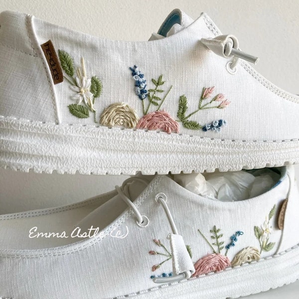 rose wedding shoes, embroidered linen bridal shoes, pastel roses, canvas wedding shoes,   wedding, custom bridal sneakers