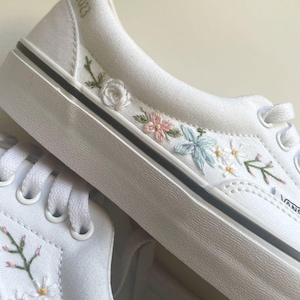 Custom Embroidered Wedding Shoes: Floral Slip-On Canvas Sneakers