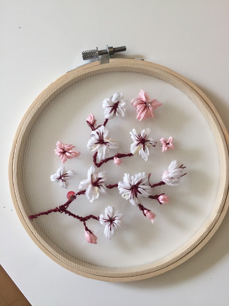 Hand embroidered cherry blossom floating embroidery spring Etsy