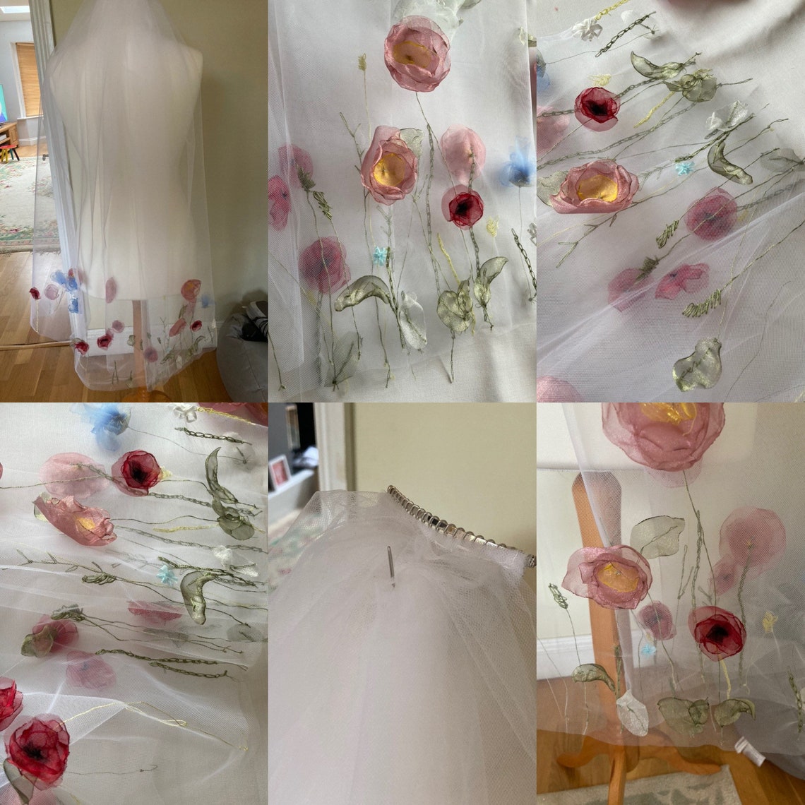 Wildflower wedding veil hand embroidered veil custom veil | Etsy