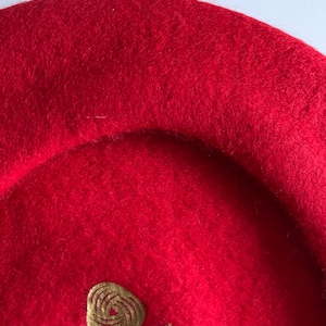 Bright Red Wool Beret Thick and Warm French Style Hat for Winter, thick wool with woolmark image 5