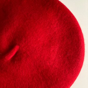 Bright Red Wool Beret Thick and Warm French Style Hat for Winter, thick wool with woolmark image 8