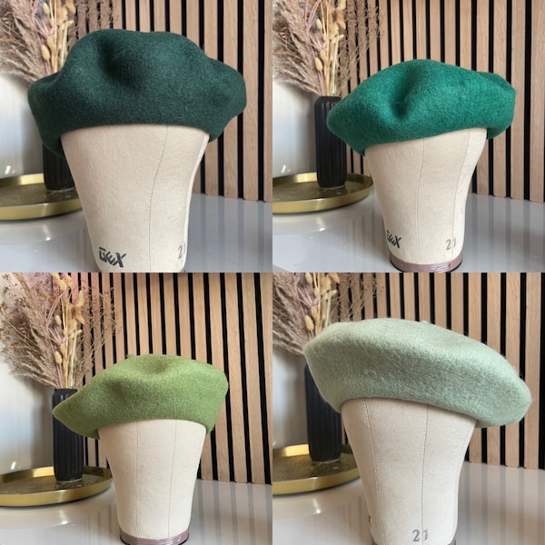 premium wool beret in 24 colours, plain beret blank, thick wool beret, adult womens beret, real wool milinery hat, thick wool beret