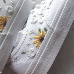 Embroidered Sunflower Wedding Shoes: Custom Canvas Sneakers