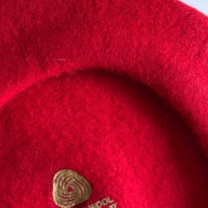 Bright Red Wool Beret Thick and Warm French Style Hat for Winter, thick wool with woolmark image 9