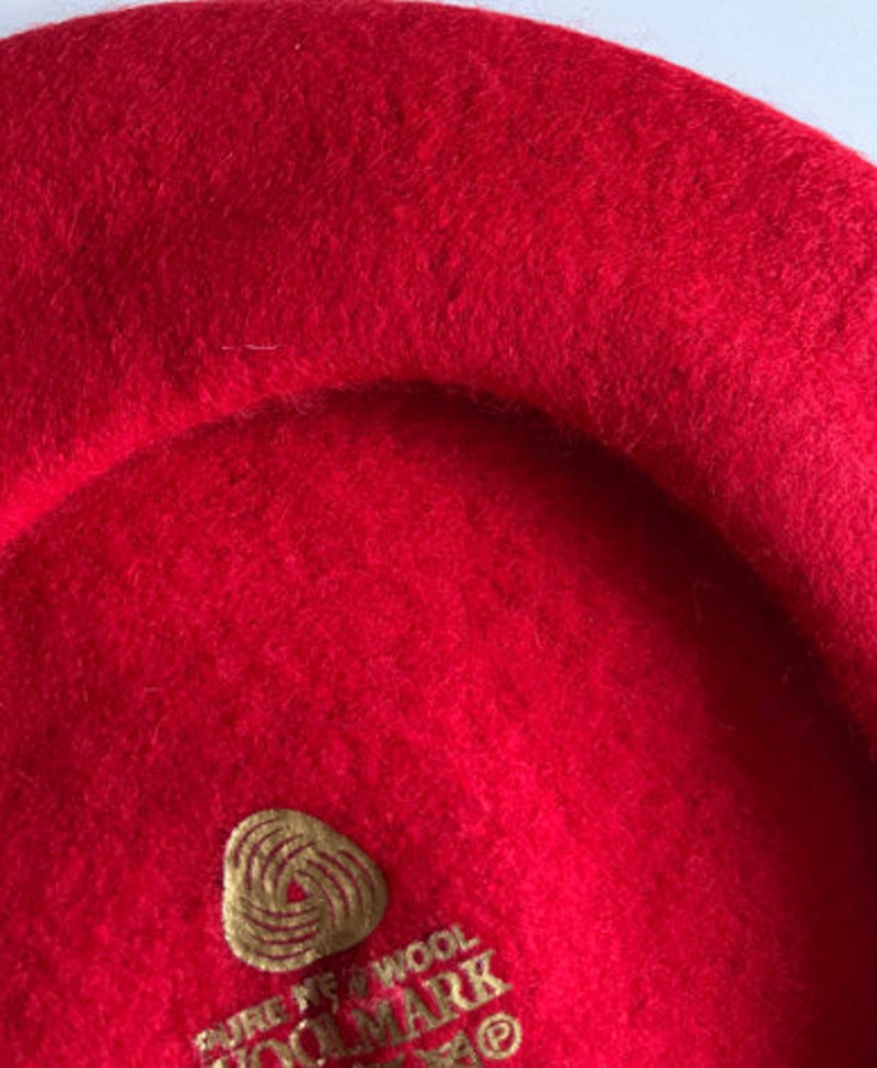 Bright Red Wool Beret Thick and Warm French Style Hat for Winter, thick wool with woolmark image 9