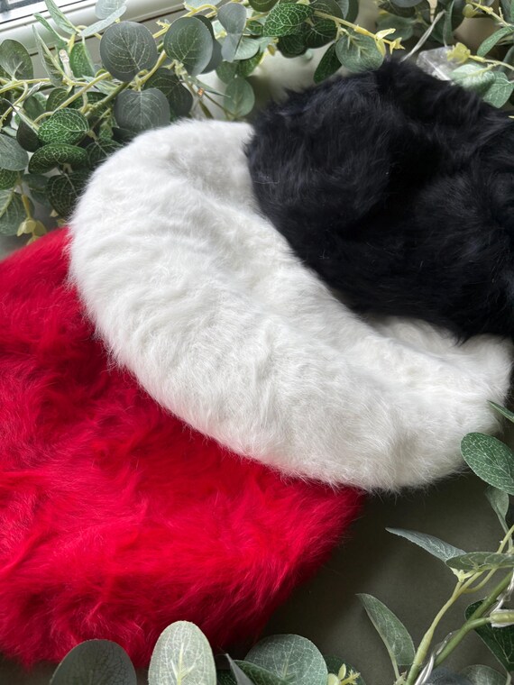 Angora Blend Beret, Fluffy Winter Cloche Hat, Adjustable Fit  display picture 3