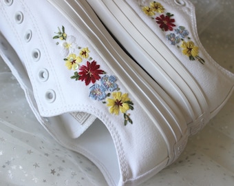 Daisy wedding sneakers, custom wedding shoe, daisy sneakers, custom wedding sneaker, embroidered shoes, wedding shoes,   wedding