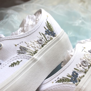 Custom Wedding Sneakers: Embroidered Floral Bridal Shoes