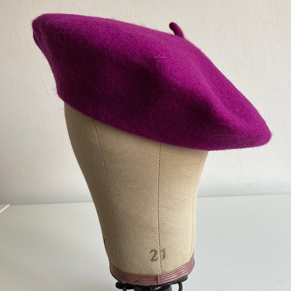 plum purple beret, premium wool beret in 24 colours, plain beret blank, thick wool beret, , real wool milinery hat, thick beret
