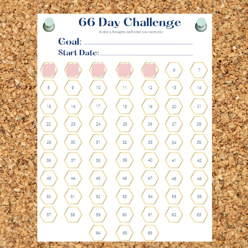 66 Day Habit Tracker Activity Chart Printable Progress Etsy Canada