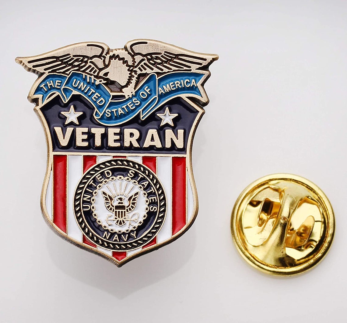 United States Navy Veteran Shield Pin Etsy