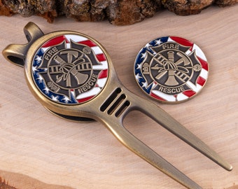 Fire and Rescue Golf Divot Tool and Ball Markers