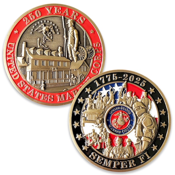 在日米陸軍管理本部　米軍厚生娯楽部　米軍MWR 記念メダル　チャレンジ アメリカ海兵隊創立250周年記念チャレンジコイン（箱付き） - Etsy 日本