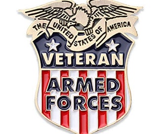 Monedas para cualquier cosa inc veterano de las fuerzas armadas pin de solapa