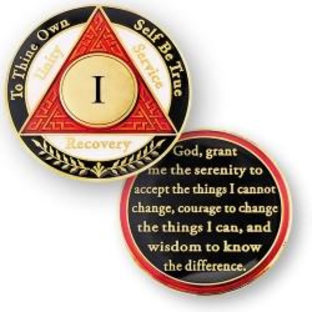 1 Year AA Medallions Sobriety Coin - Alcoholics Anonymous Chips - One ...